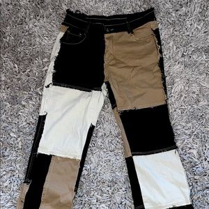 Trendy multi coloured low waist jeans. They’re super cute and comfortable!